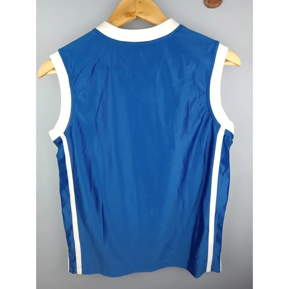 The Children's Place Blue & White Basketball Jersey with Yellow Graphic Large